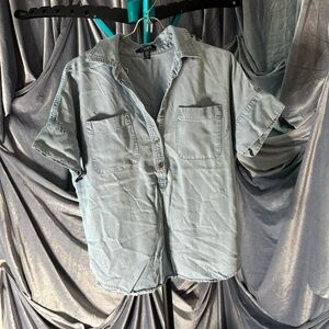 Chaps Lyocell denim chambray button down top size small